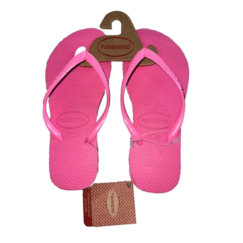 Havainas Girls Crystal Rose Flip Flops, NWT, 29/30
